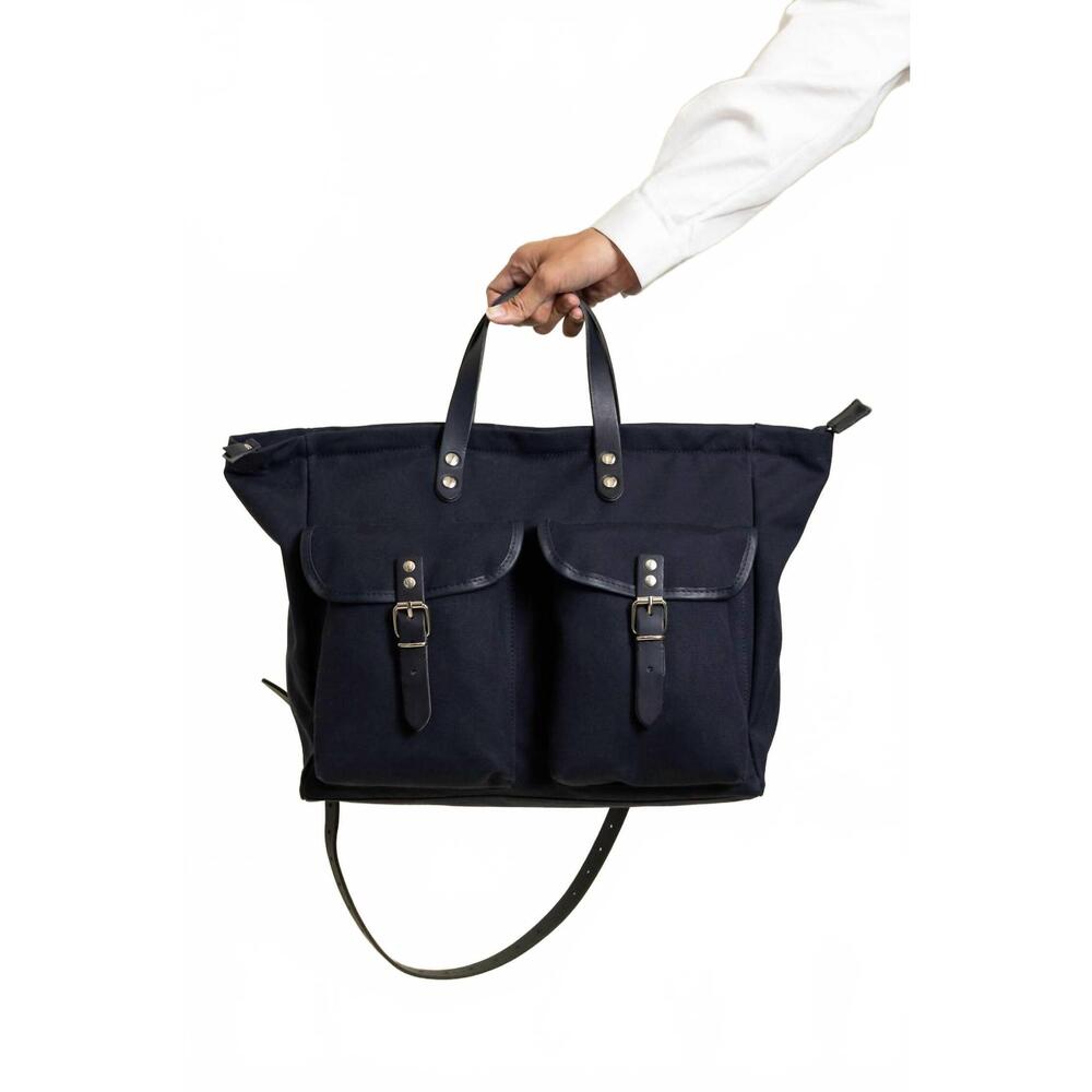 NEW ZILLA canvas cross body bag in blue with blue leather